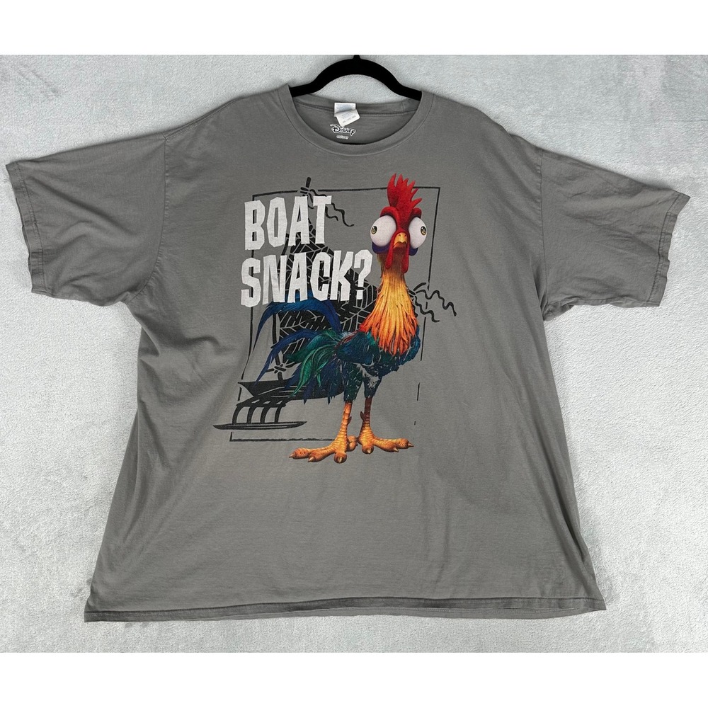 Disney T-Shirt Mens 3XL Gray Moana Hei Hei Boat Snack Graphic Port & Company